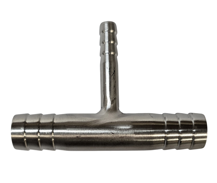 Reducer Hose Barb Tee Fitting 3/4" x 3/8" x 3/4" Stainless