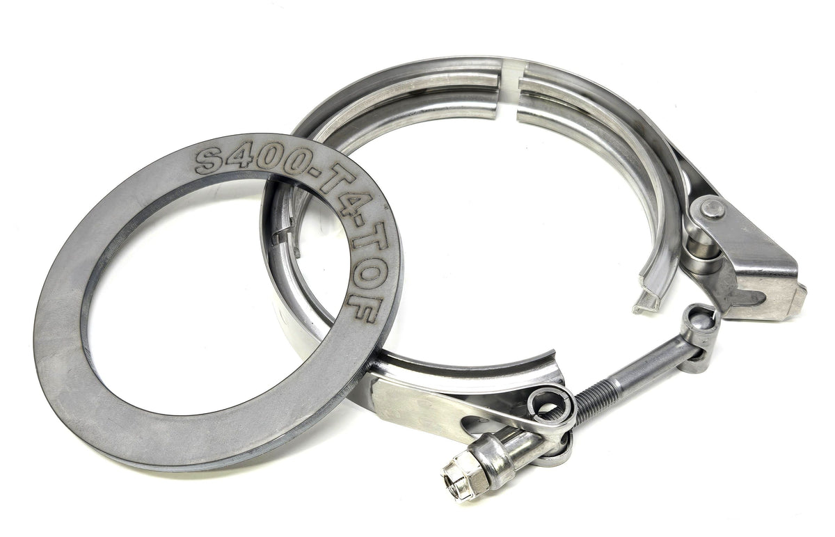 4 Inch S400 GT45 *T4 Foot* Downpipe Flare Flange & Clamp