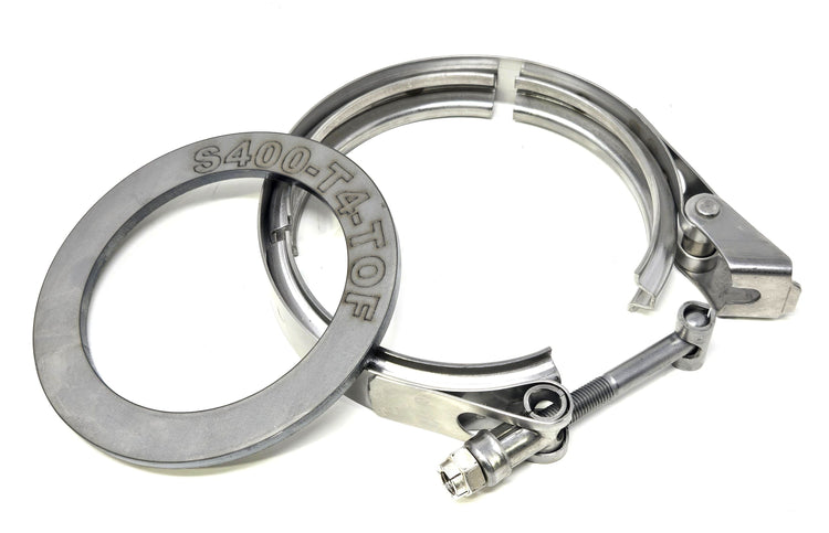4 Inch S400 GT45 *T4 Foot* Downpipe Flare Flange & Clamp